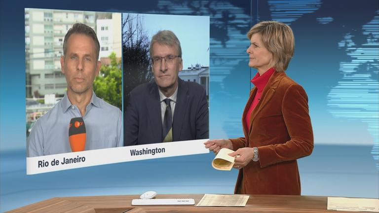 Schaltgespräch zwischen den ZDF-Korrespondenten Thevessen, Röckerath und der Moderation