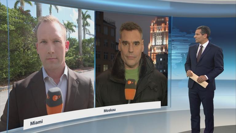 Die ZDF-Korrespondenten David Sauer und Armin Coerper. Beide sind zugeschaltet.