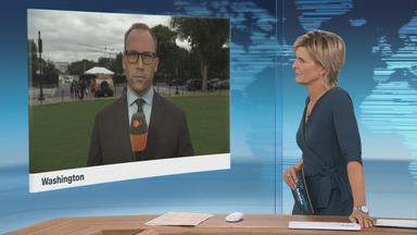 Moderatorin im Schaltgespräch mit ZDF-Korrespondent David Sauer