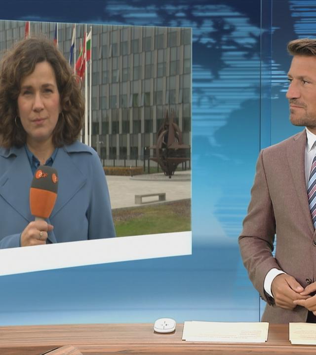 Eine Live-Schaltung zur ZDF-Korrespondentin Schäfers während der heute 12:00-Sendung.