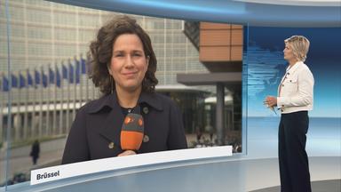Moderatorin im Schaltgespräch mit ZDF-Korrespondentin Isabelle Schäfers