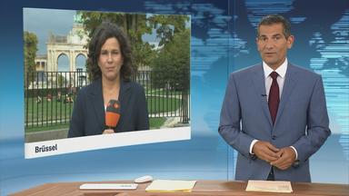 ZDF-Korrespondentin Schäfers ist in Brüssel zu sehen.