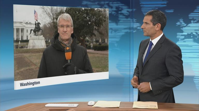 Im Weißen Haus verhandeln heute politische Vertreter der USA, Dänemark und Grönland über die US-amerikanischen Gebietsansprüche auf die Insel. Elmar Theveßen berichtet.