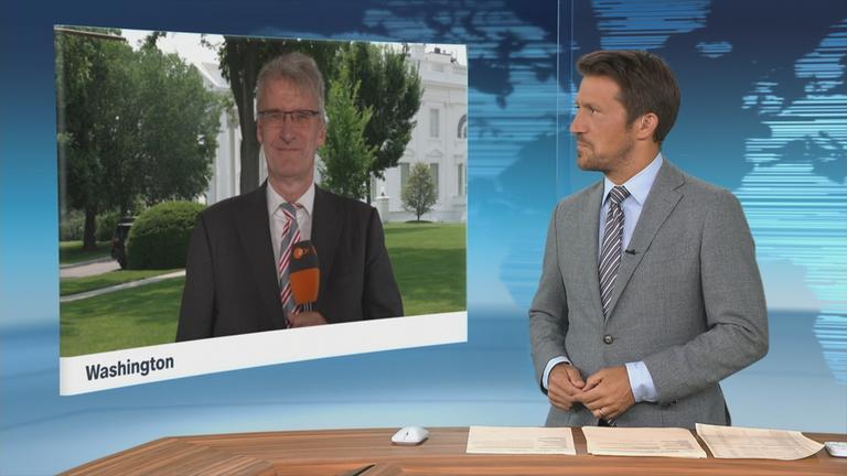 Standbild Schaltgespräch mit Elmar Theveßen in Washington