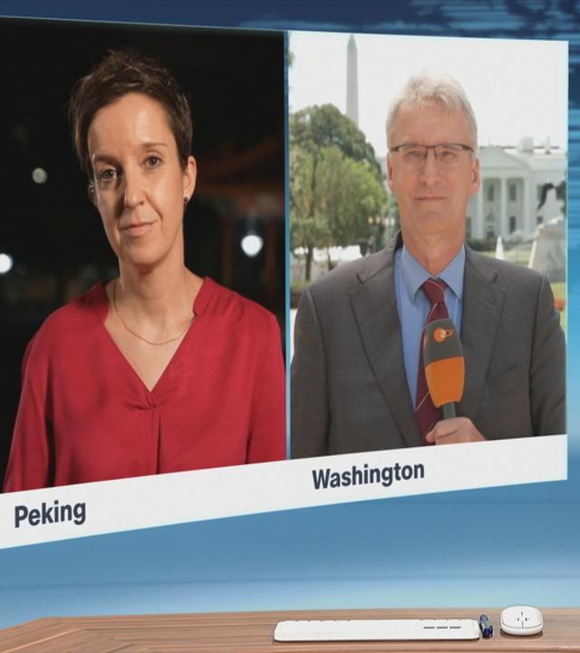 Elmar Theveßen und Miriam Steimer im Schaltgespräch mit heute