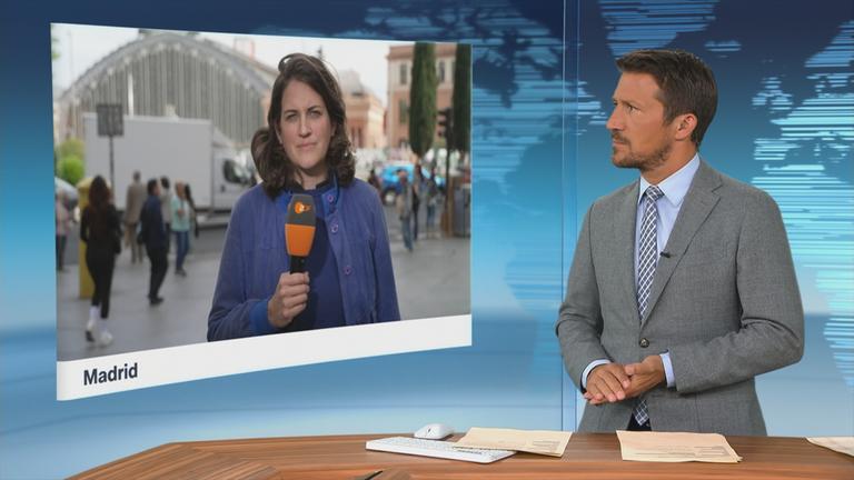 ZDF-Korrespondentin Anna Warsberg im Schaltgespräch in madrid in der heute um 17:00 Uhr