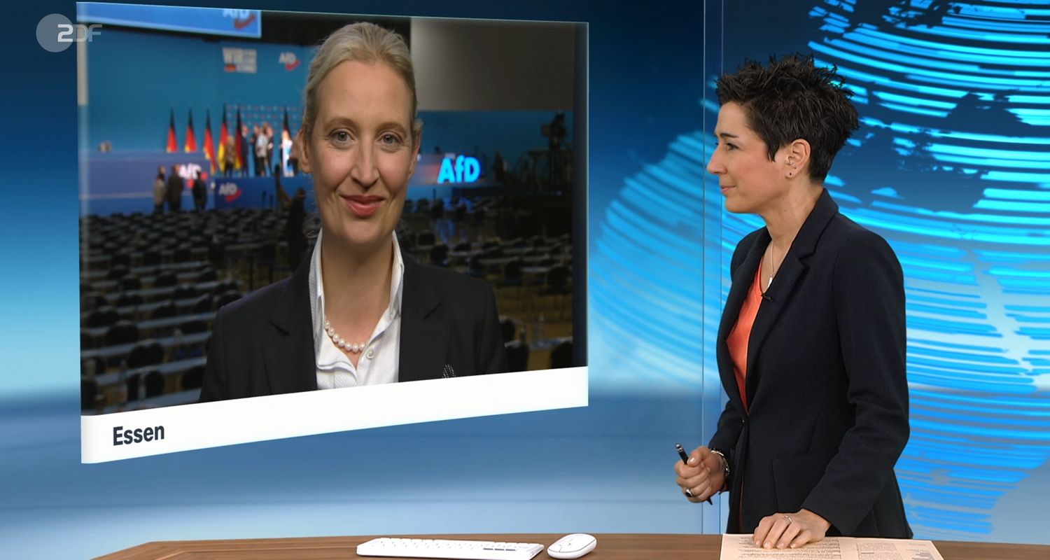 Schaltgespräch zwischen Alice Weidel und Dunja Hayali