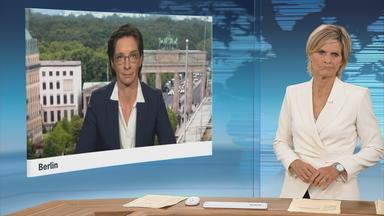 Moderatorin im Schaltgespräch mit ZDF-Hauptstadtkorrespondentin Diana Zimmermann