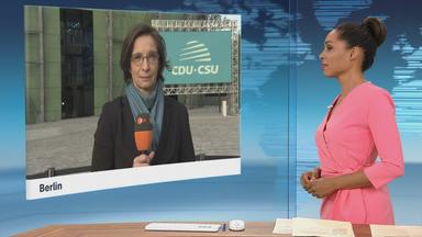 Moderatorin im Schaltgespräch mit ZDF-Korrespondentin Diana Zimmermann