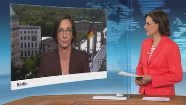 Moderatorin im Schaltgespräch mit ZDF-Hauptstadtkorrespondentin Diana Zimmermann
