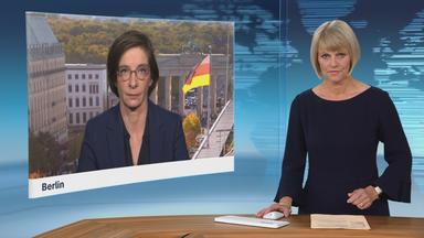 Moderatorin im Schaltgespräch mit ZDF-Hauptstadtkorrespondentin Diana Zimmermann