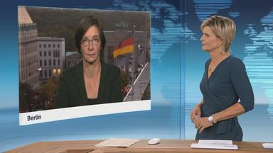 Moderatorin im Schaltgespräch mit ZDF-Korrespondentin Diana Zimmermann
