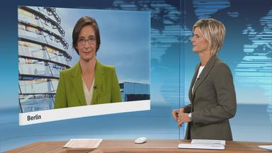 Moderatorin im Schaltgespräch mit ZDF-Korrespondentin Diana Zimmermann
