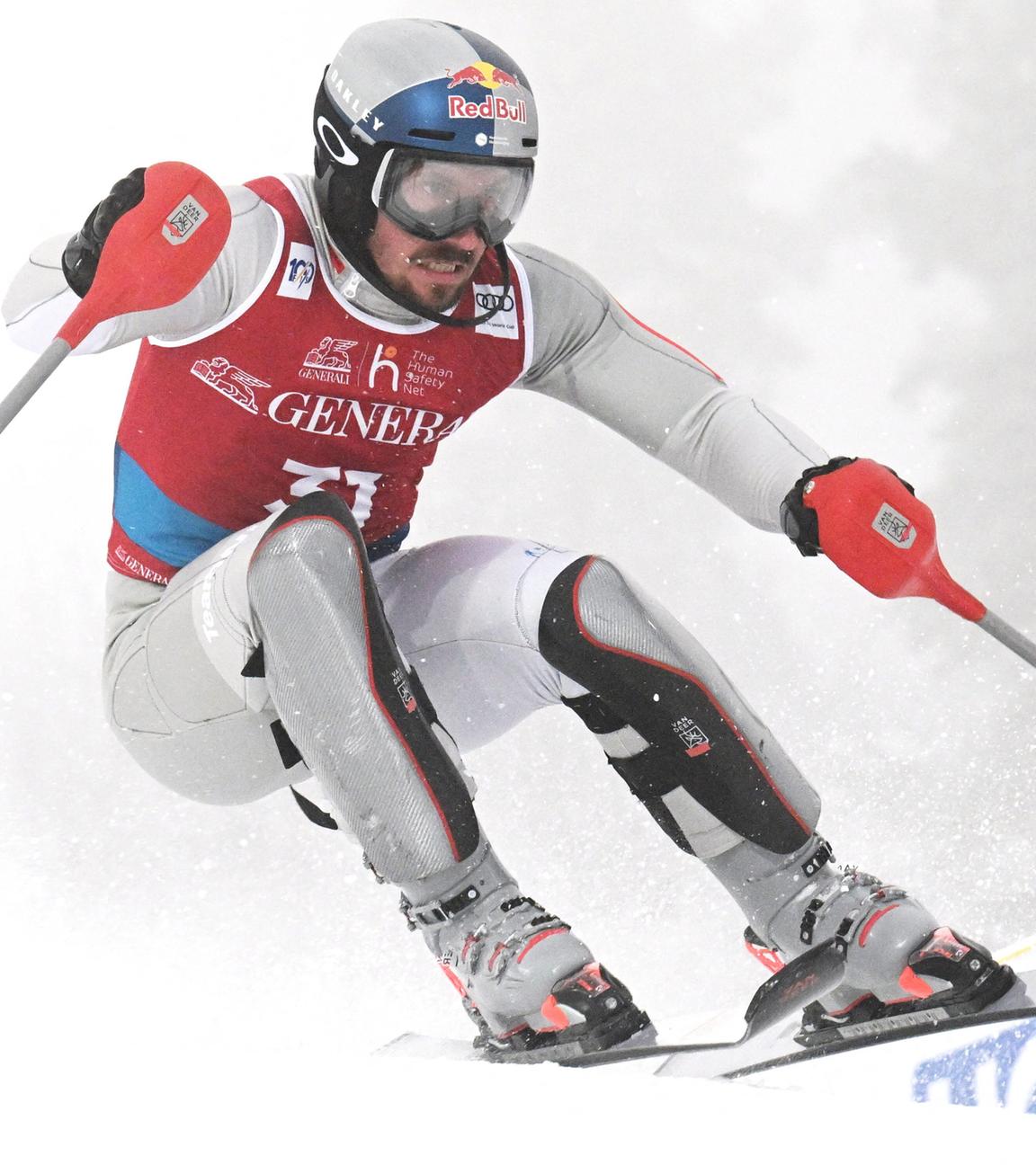 Der Niederländer Marcel Hirscher beim ersten Durchgang des Slaloms der Männer während des FIS-Alpinski-Weltcups in Levi, Finnland, am 17.11.2024.