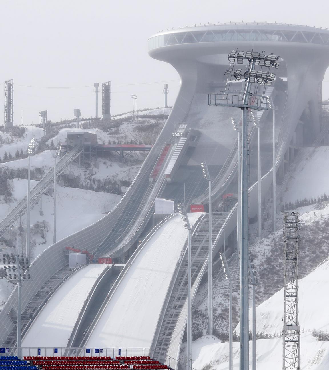 Die Skisprungschanzen in Zhangjiakou für die Olympischen Winterspiele in Beijing 2022.