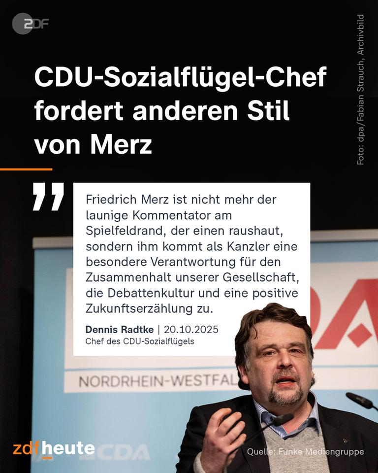 Ein Info-Post auf Social Medler, bei dem der Chef des CDU-Sozialflügels zu sehen ist, mit einem Zitat von ihm.
