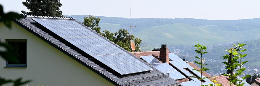 Solaranlagen auf den Dächern von Einfamilienhäusern in Baden-Württemberg