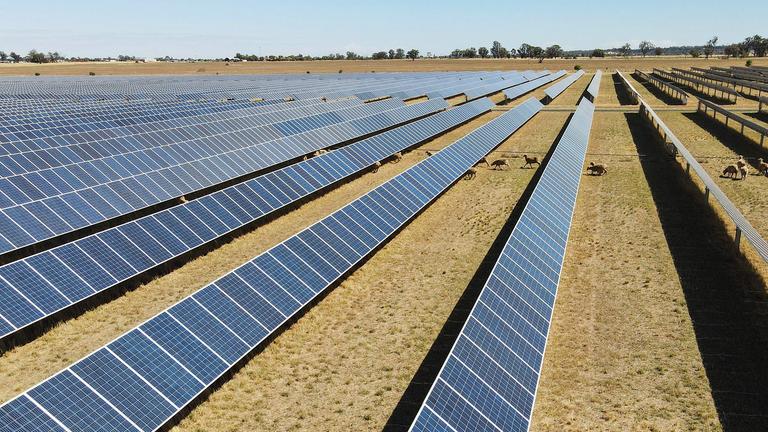 Solarpark am Stadtrand von Dubbo, etwa 400 Kilometer westlich von Sydney, aufgenommen am 19.01.2026