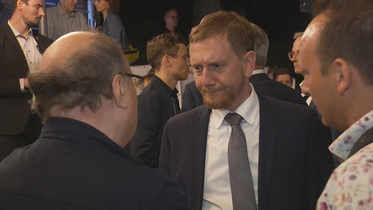 Michael Kretschmer bei Wahlkampfveranstaltung in Sachsen