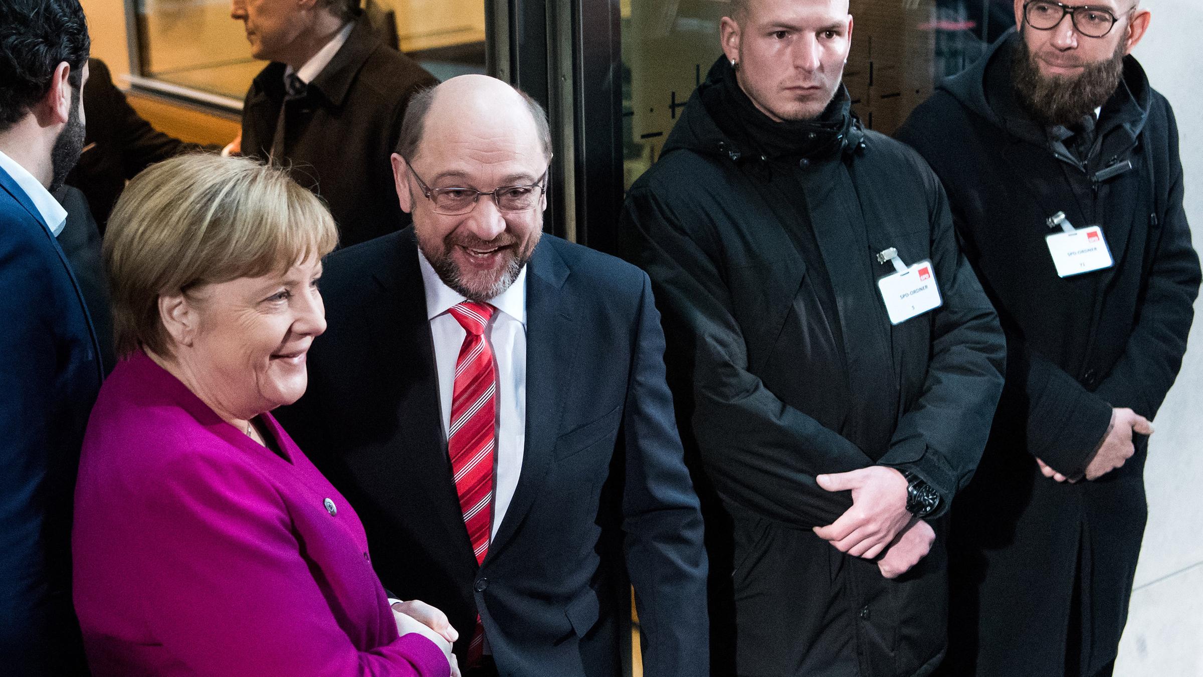 Angela Merkel und Martin Schulz am 07.01.2018 in Berlin