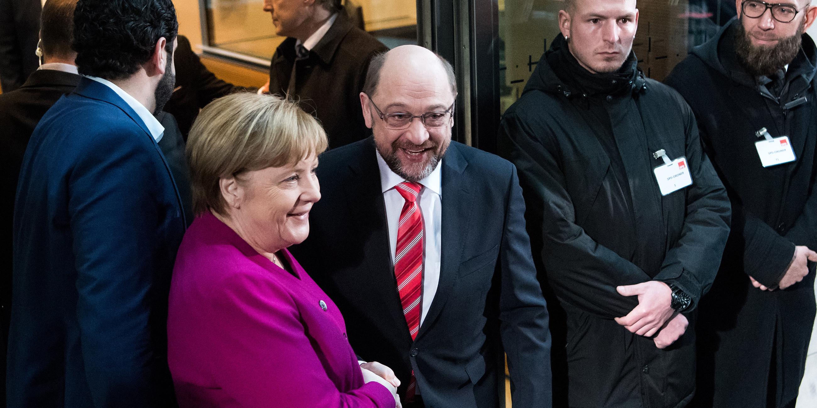 Angela Merkel und Martin Schulz am 07.01.2018 in Berlin