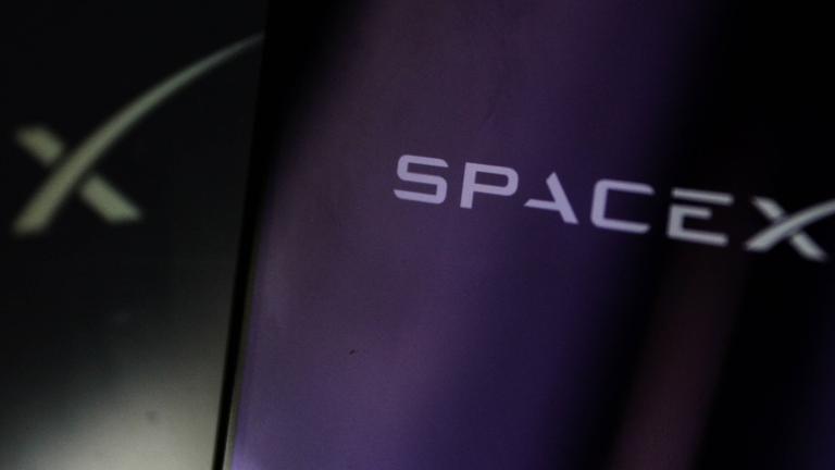 Das Logo der Firma SpaceX. (Archiv)