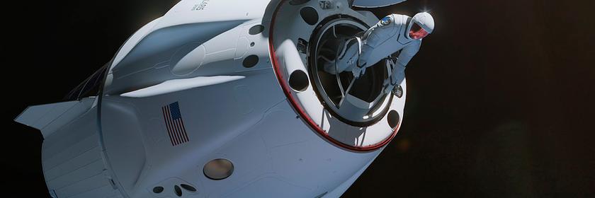 Illustration: Weltraumspaziergang aus der Dragon-Kapsel