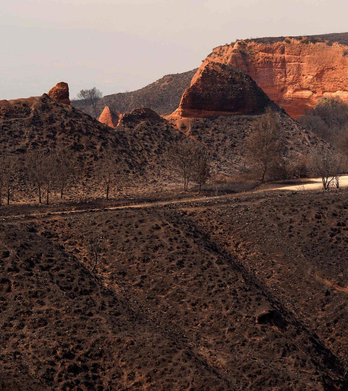 Las Médulas, Spanien: Luftaufnahmen zeigen die Folgen eines Brandes.