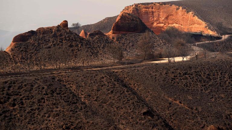Las Médulas, Spanien: Luftaufnahmen zeigen die Folgen eines Brandes.