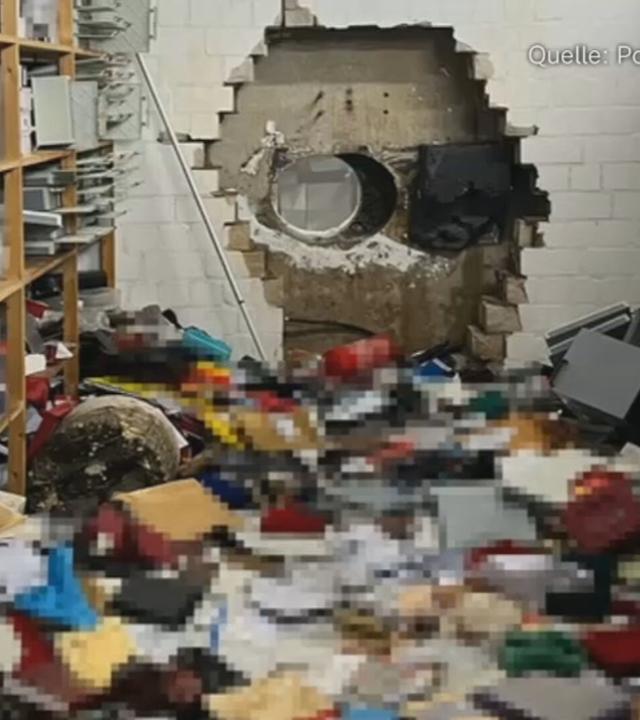 Auf dem Bild zu sehen ist das Einbruchsloch vom Sparkassenraub in Gelsenkirchen
