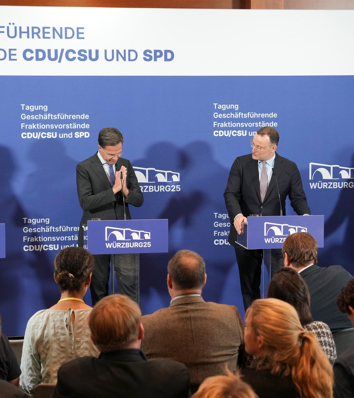 Pressestatement vor dem Beginn der Fraktionsklausur von CDU/CSU und SPD, Wuerzburg.