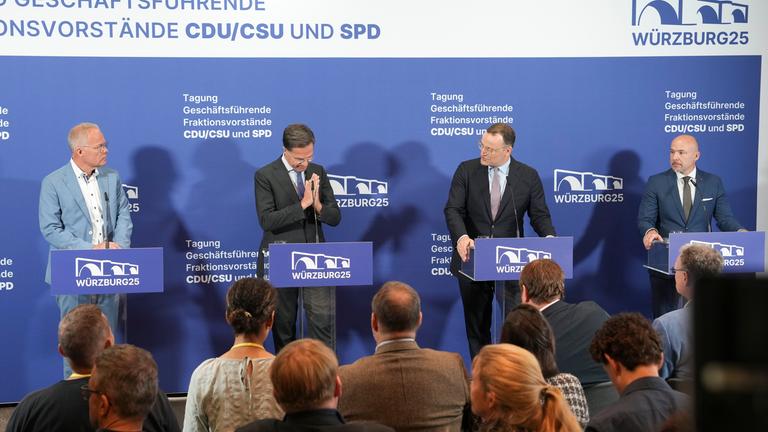 Pressestatement vor dem Beginn der Fraktionsklausur von CDU/CSU und SPD, Wuerzburg.