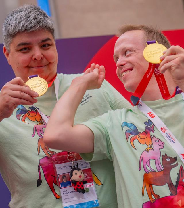Das Boccia Turnier der Nationalen Spiele der Special Olympics am Donnerstag (18. Juni 2026) in der Joachim-Deckarm-Halle in Saarbrücken. Gold gewannen unter anderem Hanni Kjeldsen und Thomas Hartmann aus Bremen . 