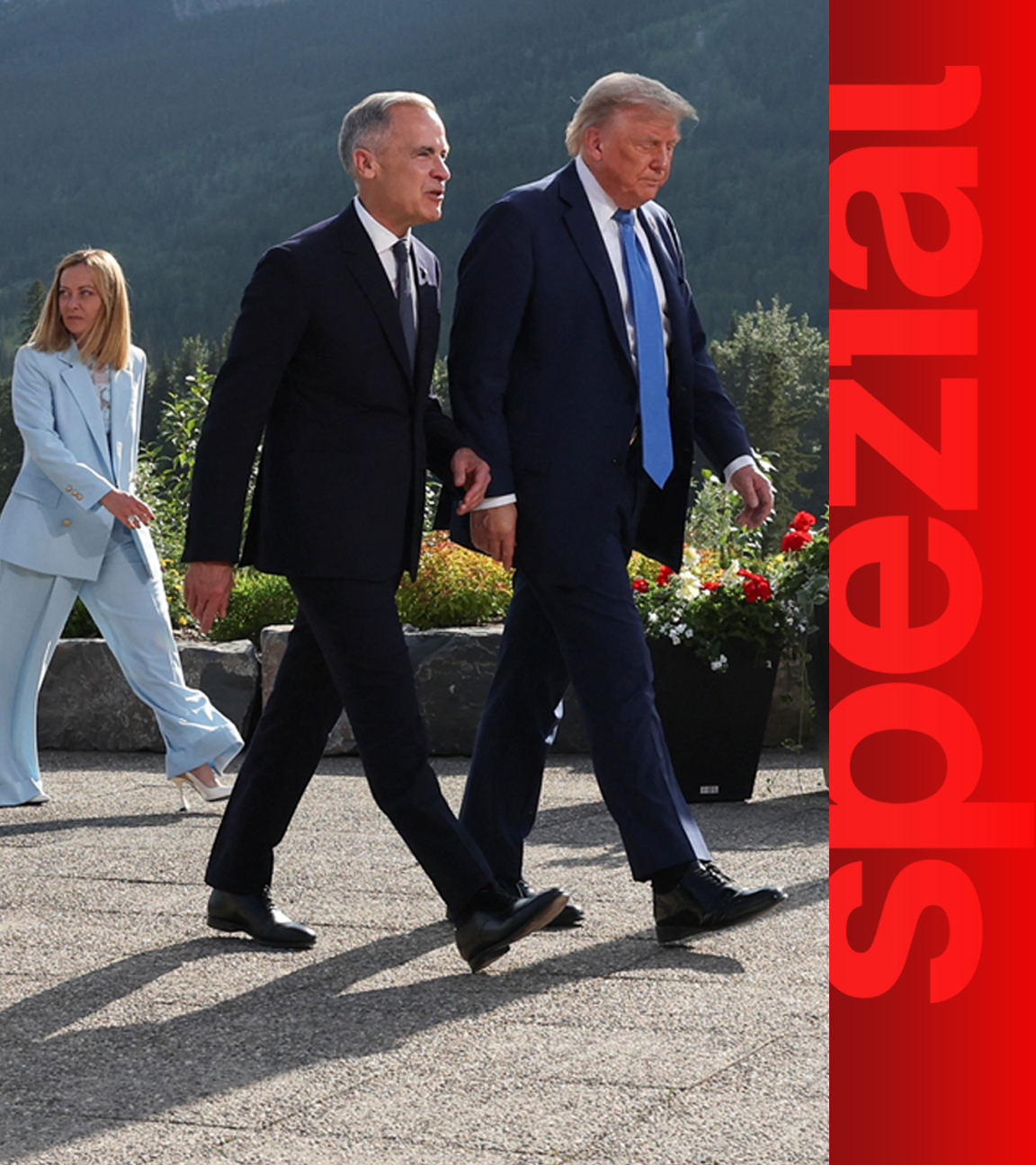 Teilnehmer des G7-Gipfels treffen sich zum Abschlussfoto