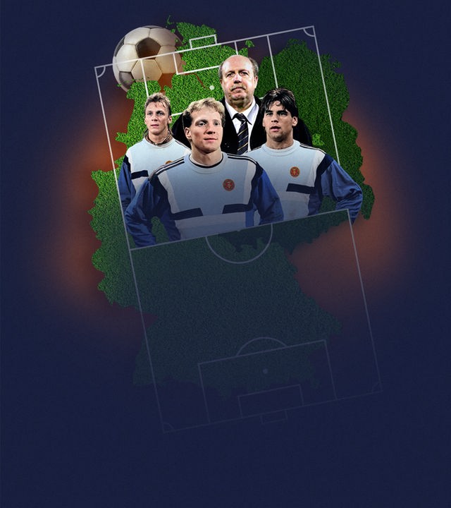 Rainer Calmund, Matthias Sammer, Ulf Kirsten, Andreas Thom & Co in einer Collage mit fliegenden Geldscheinen