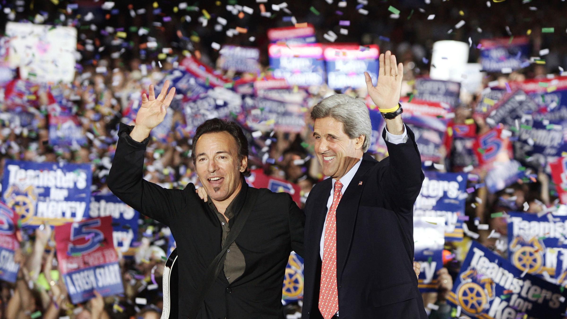 Bruce Springsteen unterstützt John Kerry im Wahlkampf 2004