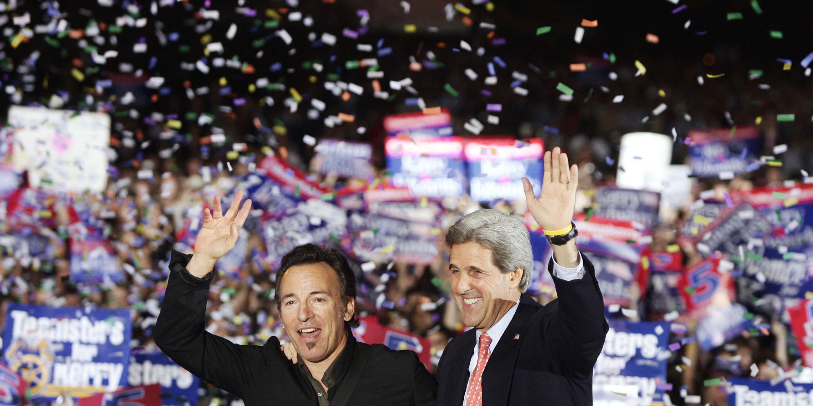 Bruce Springsteen unterstützt John Kerry im Wahlkampf 2004