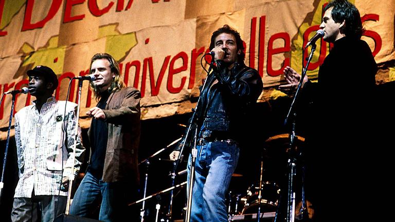 Bruce Springsteen und Sting auf der Bühne 1988