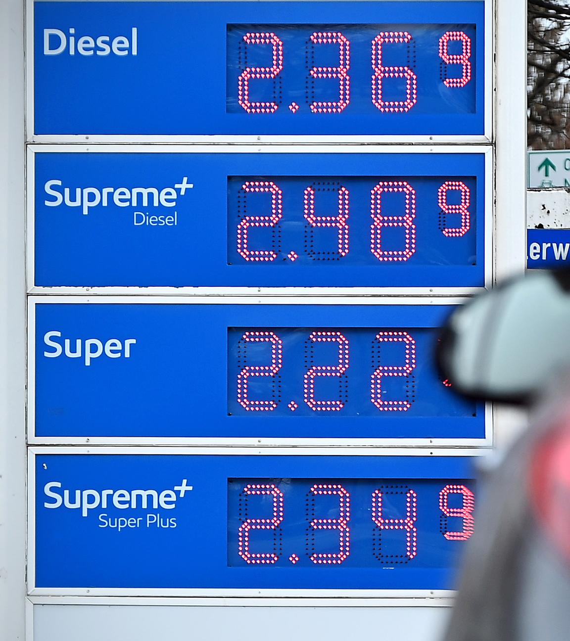 Bezinpreise, aufgenommen am 09.03.2026 in München