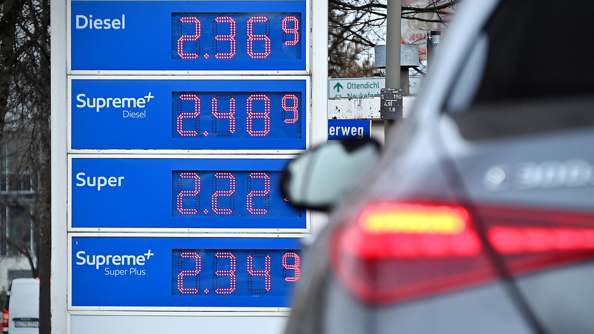 Bezinpreise, aufgenommen am 09.03.2026 in München