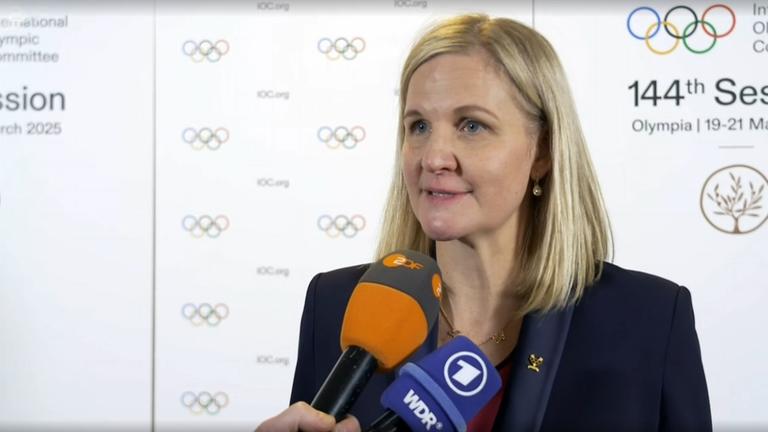 Kirsty Coventry im Gespräch mit dem ZDF am 20.03.25.