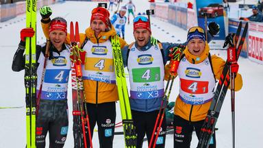 Philipp Nawrath, Johannes Kühn, Danilo Riethmüller und Justus Strelow haben in der Staffel den ersten Posestplatz der Saison klargemacht.