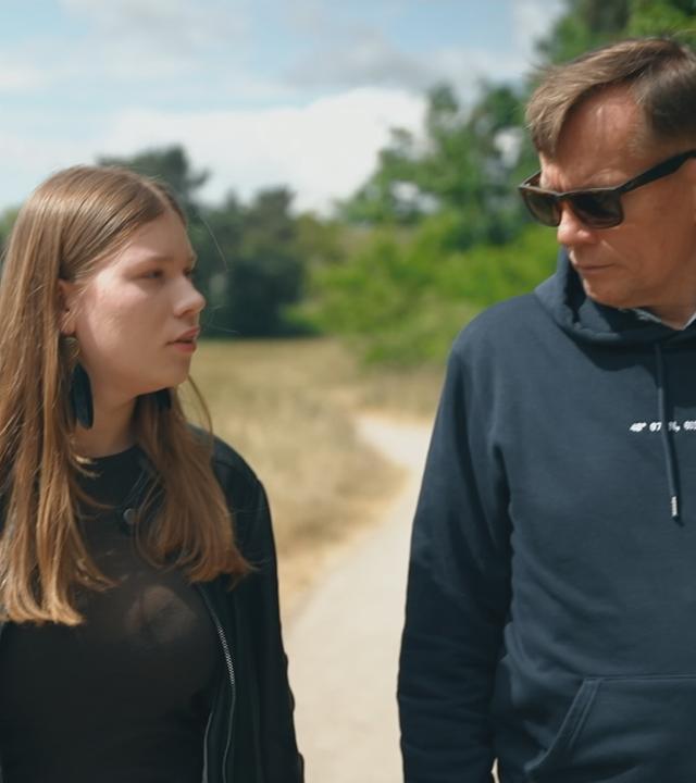 Ein Vater, der Blutkrebs hatte, und seine Tochter