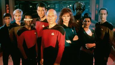 patrick stewart und die darsteller der us-fernsehserie "star trek: the next generation"