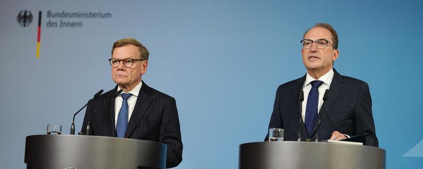 Berlin, Deutschland: Statement von Innenminister Wadephul und Aussenminister Dobrindt zu Drohnen-Anschlag in Leipzig