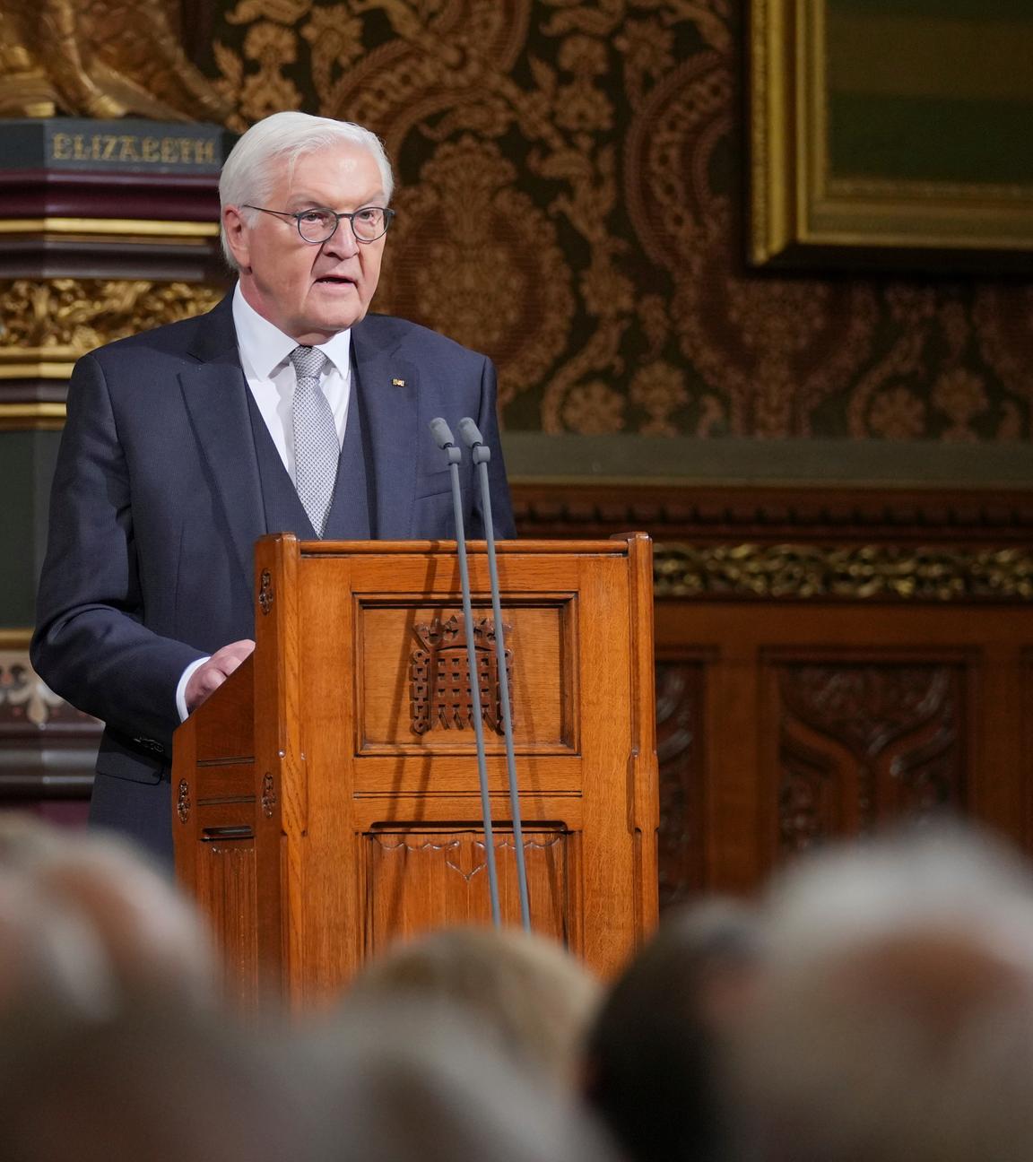 Der deutsche Bundespräsident Frank-Walter Steinmeier hält eine Rede im britischen Parlament.