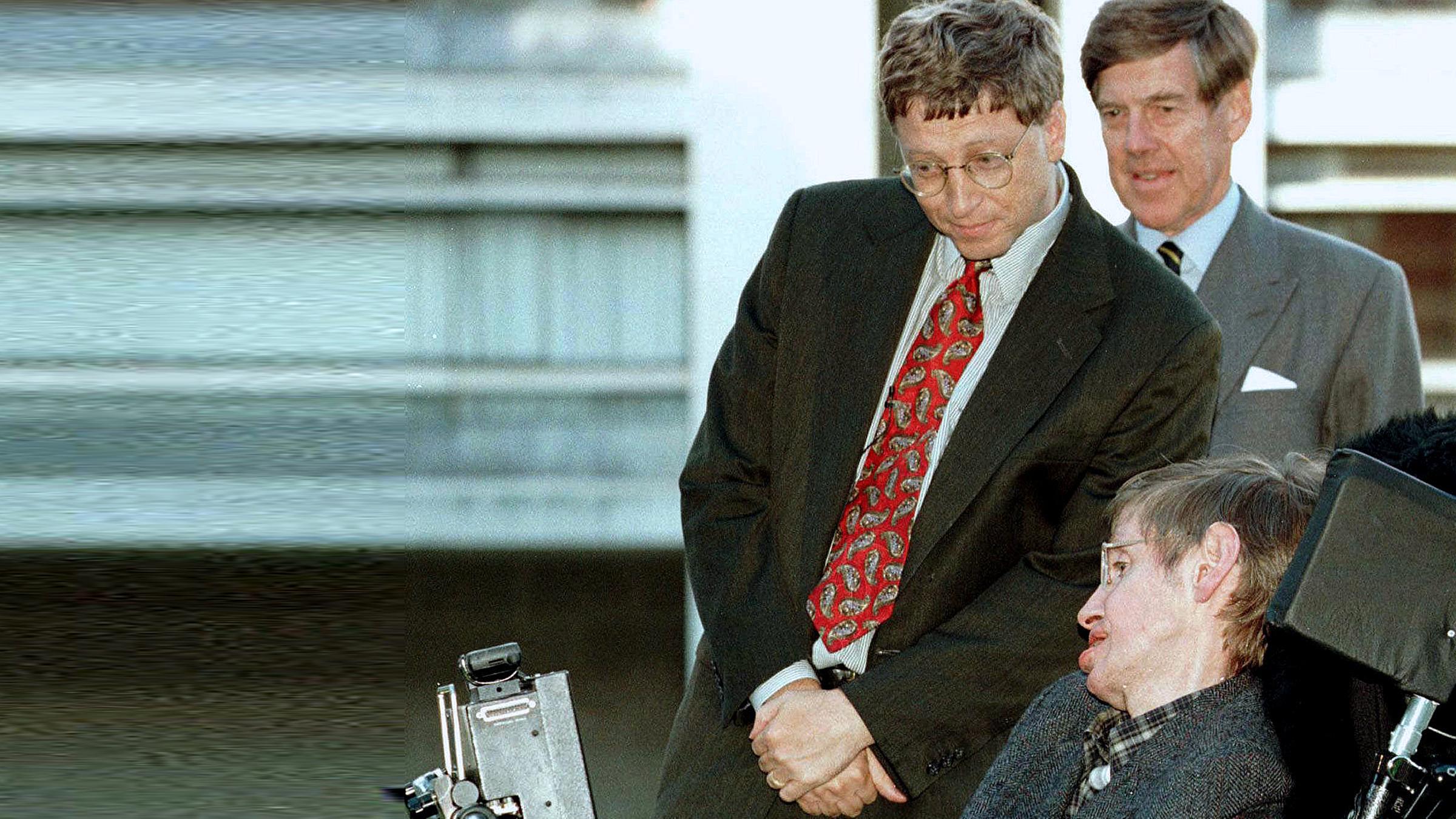 Archiv: Stephen Hawking und Bill Gates, aufgenommen am 07.10.1997