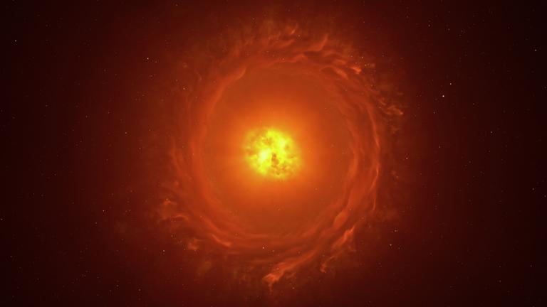 Eine undatierte, grafische Darstellung zeigt den "sterbenden" Stern WOH G64.