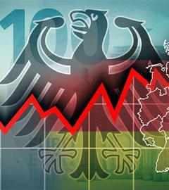 Geldschein mit Bundesadler und Deutschland im Hintergrund, im Vordergrund eine rote gezackte Linie, symbolisch für Neuverschuldung