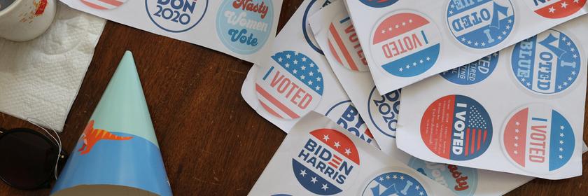 Aufkleber der US-Demokraten zur Präsidenschaftswahl 2020